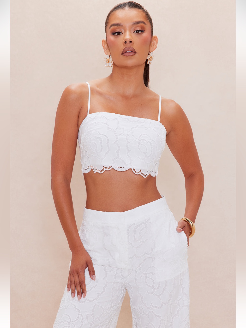 Nova Luxe - White Lace Cropped Top